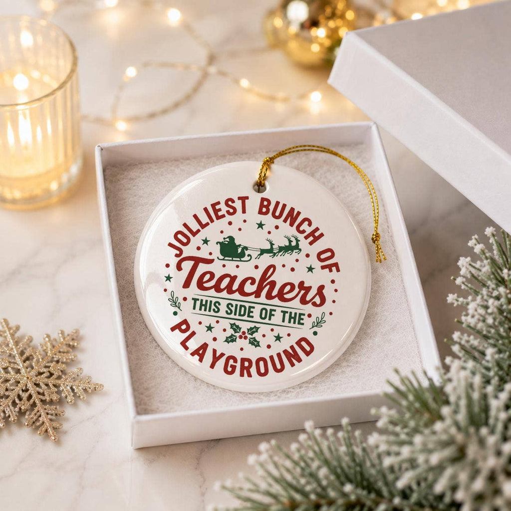 Jolly Teachers Christmas Ceramic Ornament Gift Box