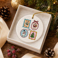 Merry Goosmas Ceramic Ornament with Goose, Santa & Tree