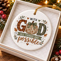 Inspirational Ceramic Pumpkin Ornament with Faith Message