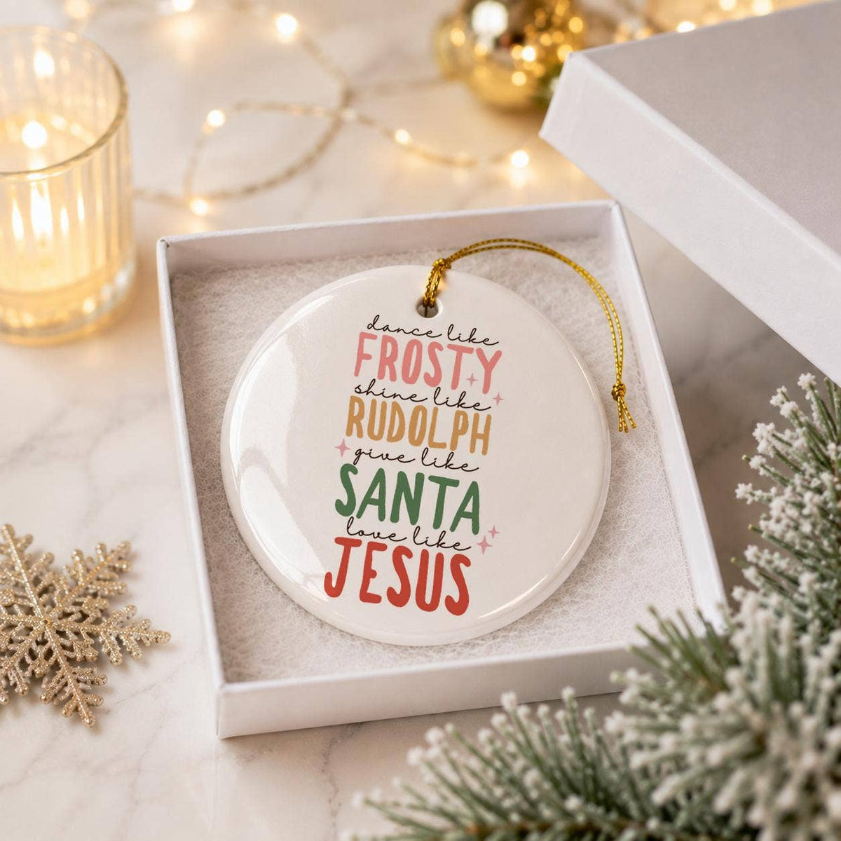 Ceramic Christmas Ornament: Frosty, Rudolph, Santa, Jesus