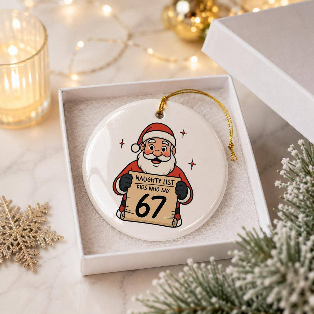 Santa Naughty List Ceramic Holiday Ornament Gift Box