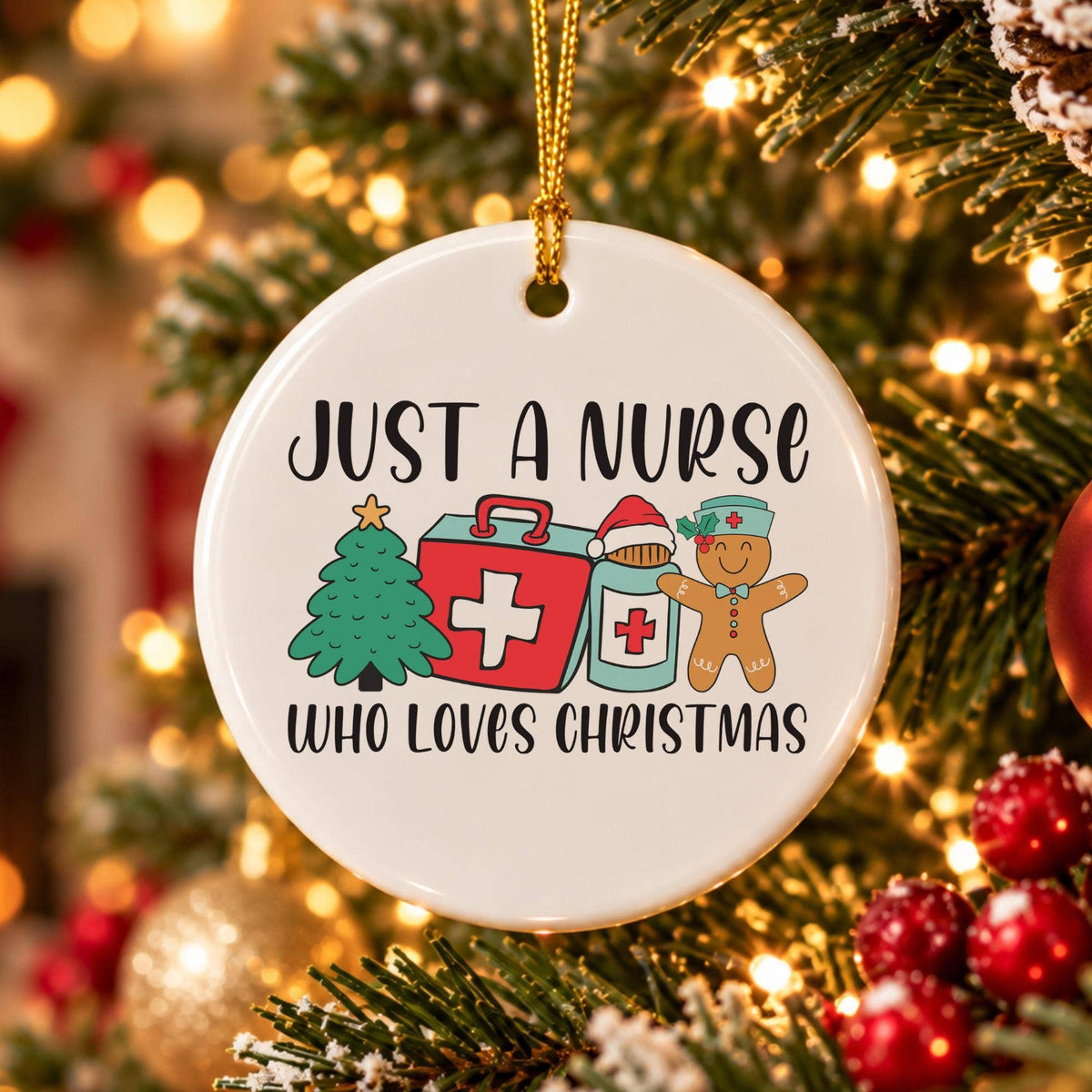 Just a Nurse Who Loves Christmas Ceramic Ornament Gift Box