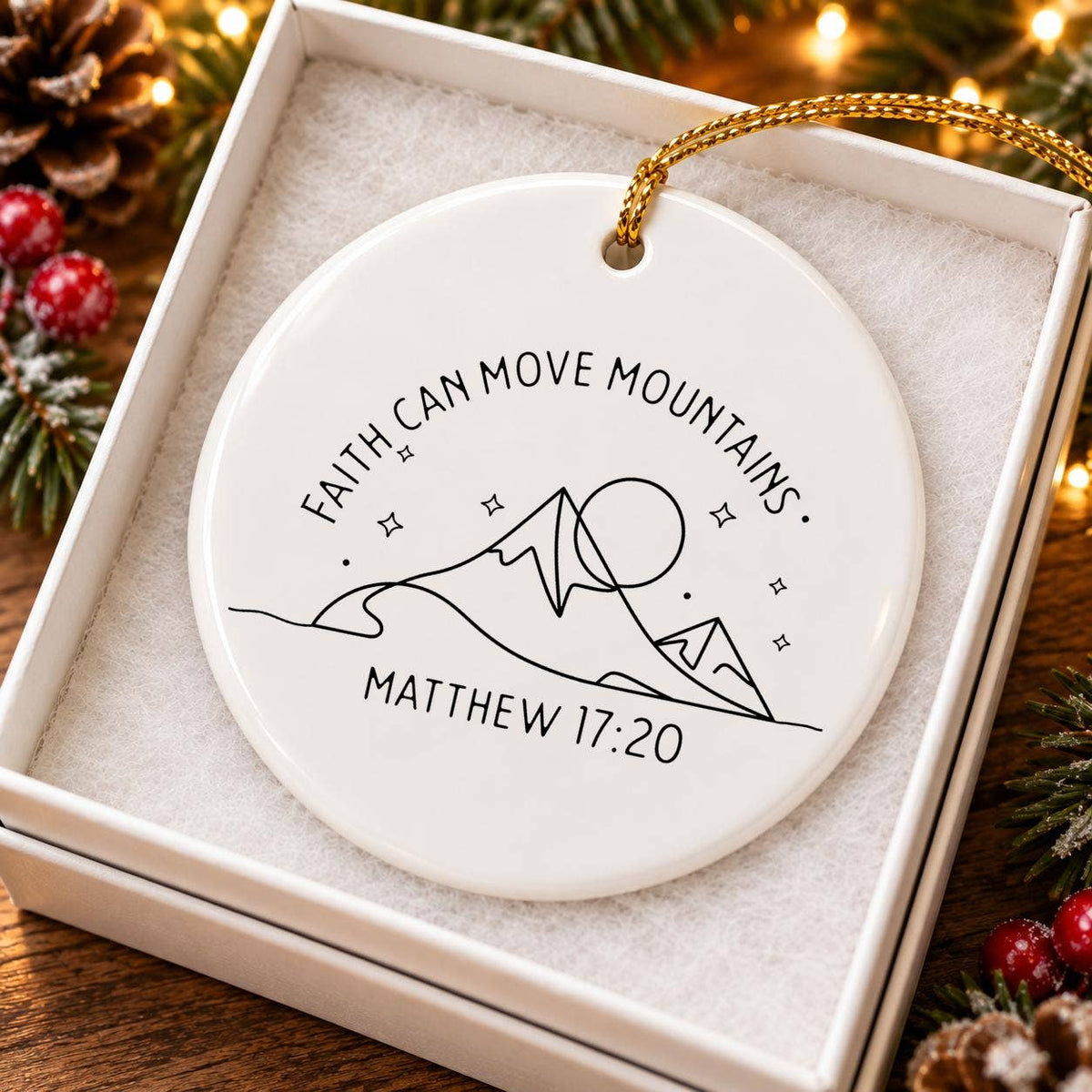Faith Can Move Mountains Ceramic Christmas Ornament