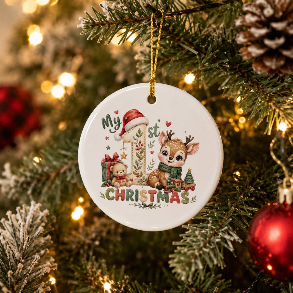 My 1st Christmas Deer Ceramic Ornament with Gift Box