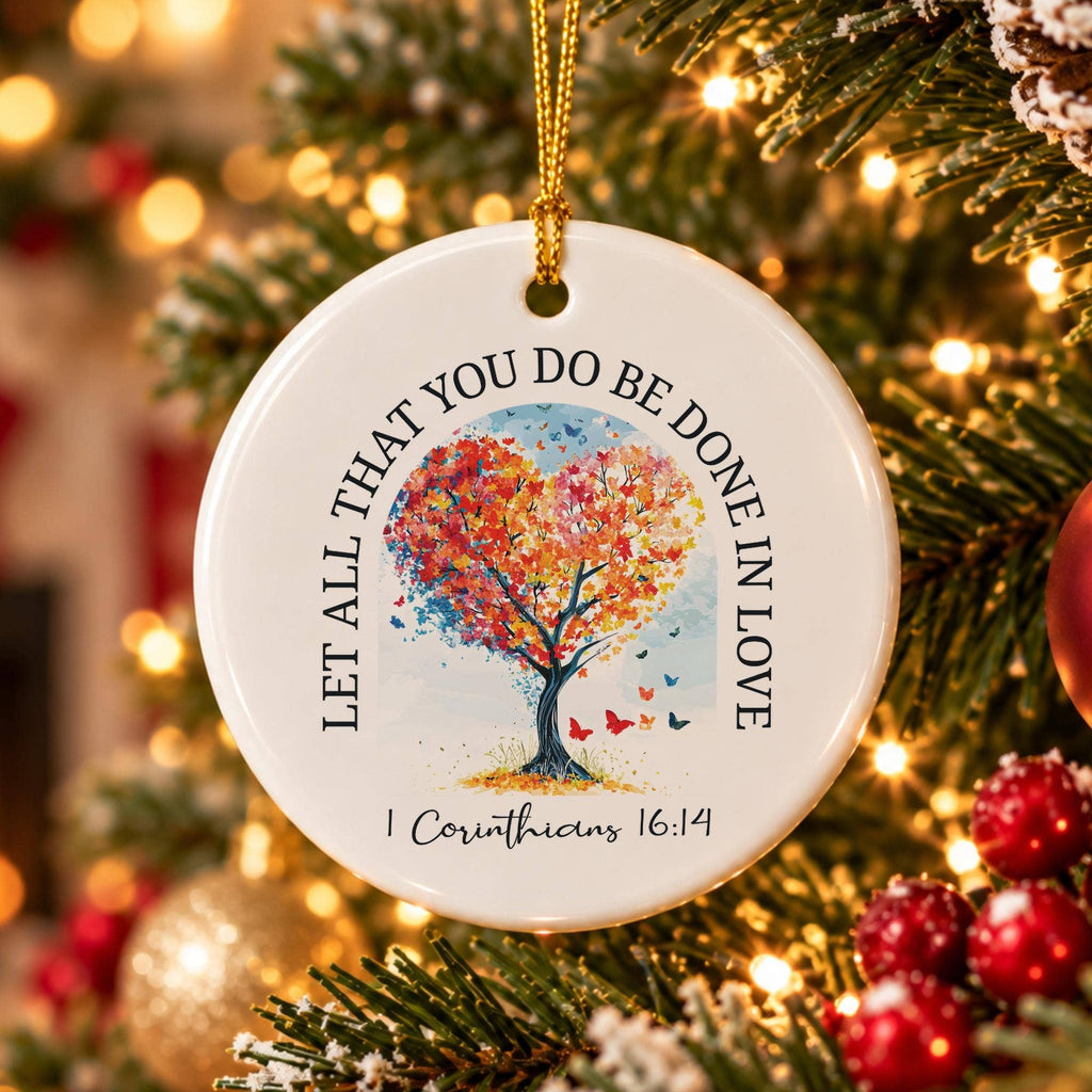 Tree of Love Ceramic Ornament with Heart-Shaped Tree Design