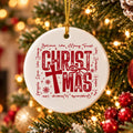 Red Christmas Cross Ceramic Ornament with Gift Box