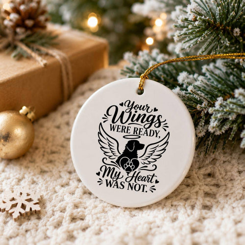 Ceramic Dog Angel Wing Memorial Ornament with Gift Box