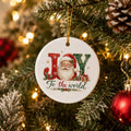 Classic Santa 'Joy to the World' Ceramic Christmas Ornament