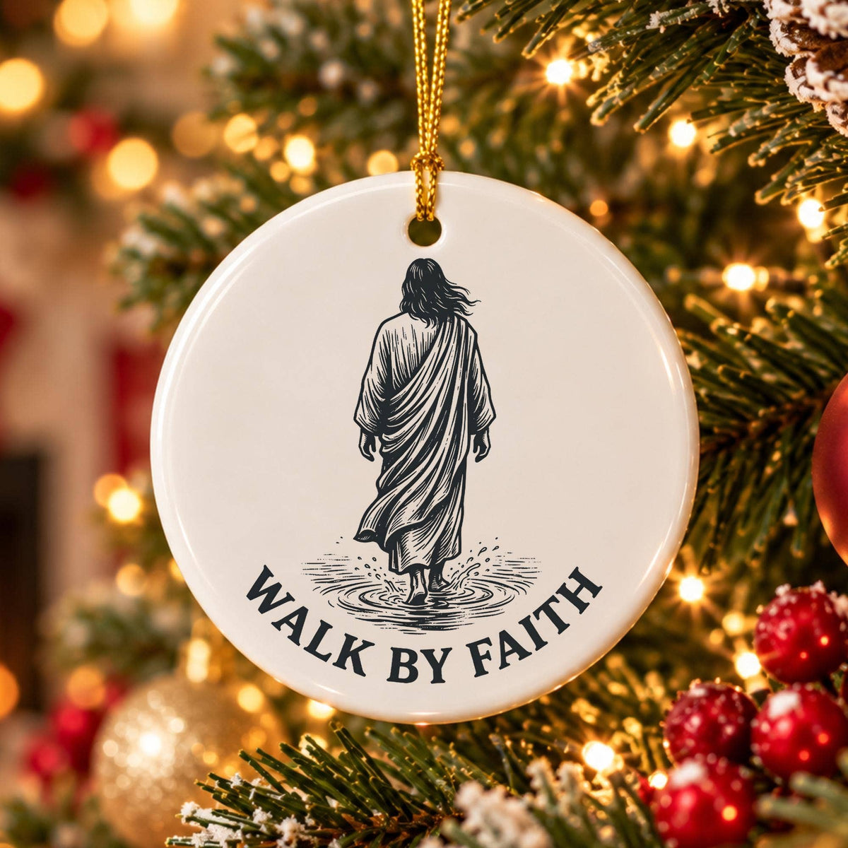 Religious Walk by Faith Ceramic Ornament with Water Motif