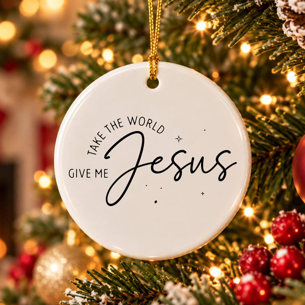 Faithful Ceramic Ornament: 'Give Me Jesus' Christmas Decor