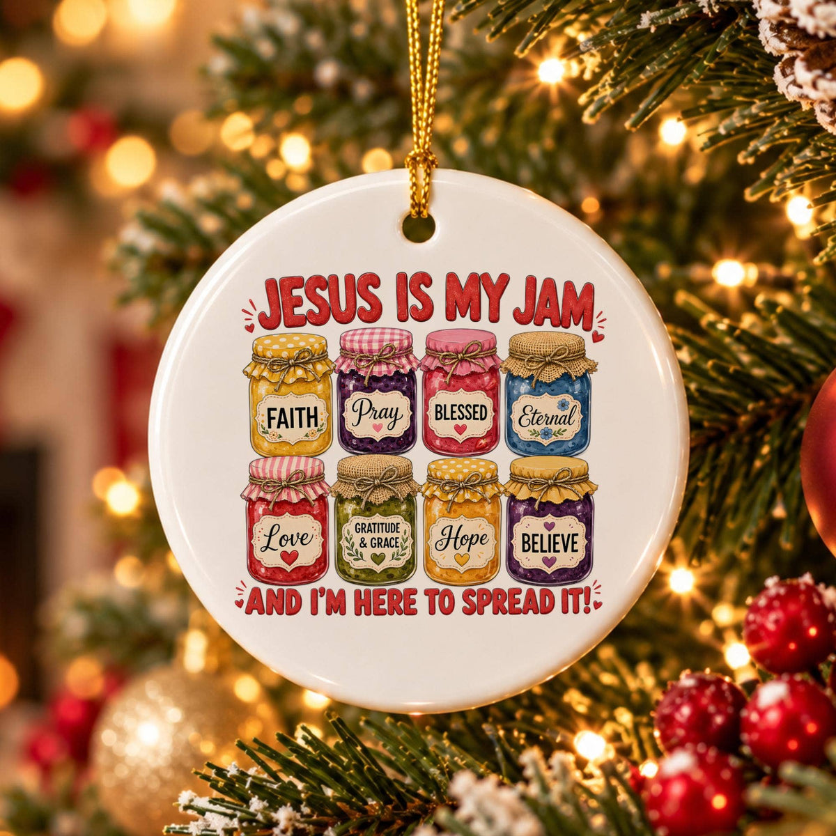 Ceramic Ornament Jesus Is My Jam Christmas Gift