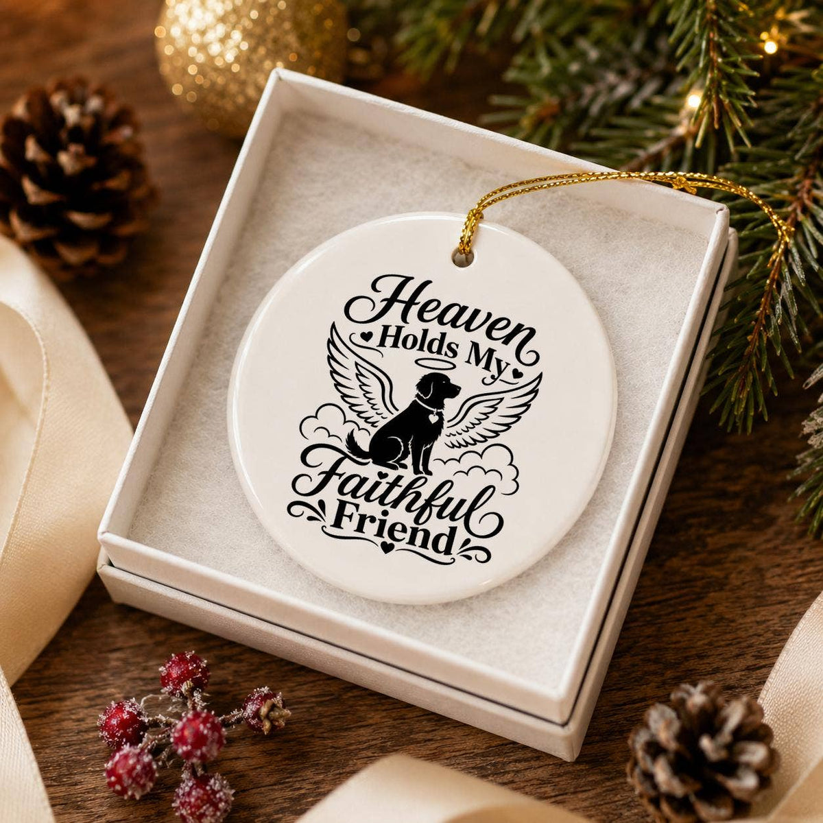 Ceramic Dog Memorial Ornament With Gift Box