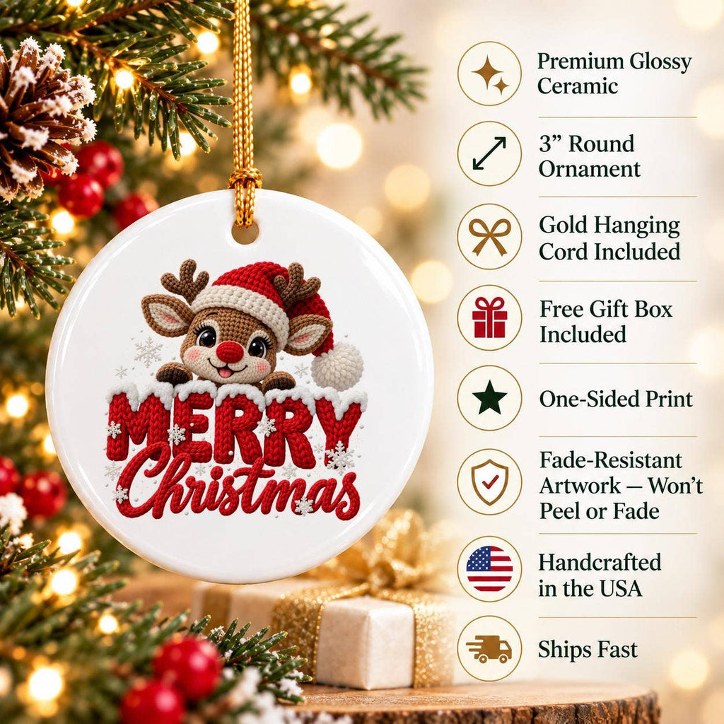 Rudolph Merry Christmas Ceramic Ornament Gift Boxed