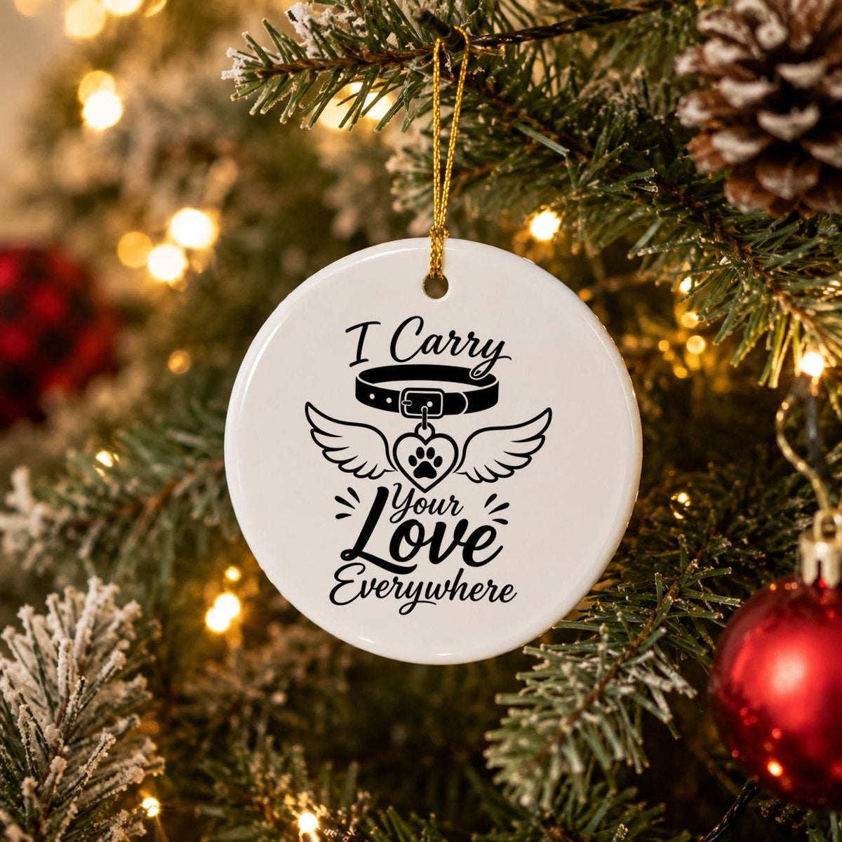 Pet Memorial Winged Heart Ceramic Ornament with Gift Box