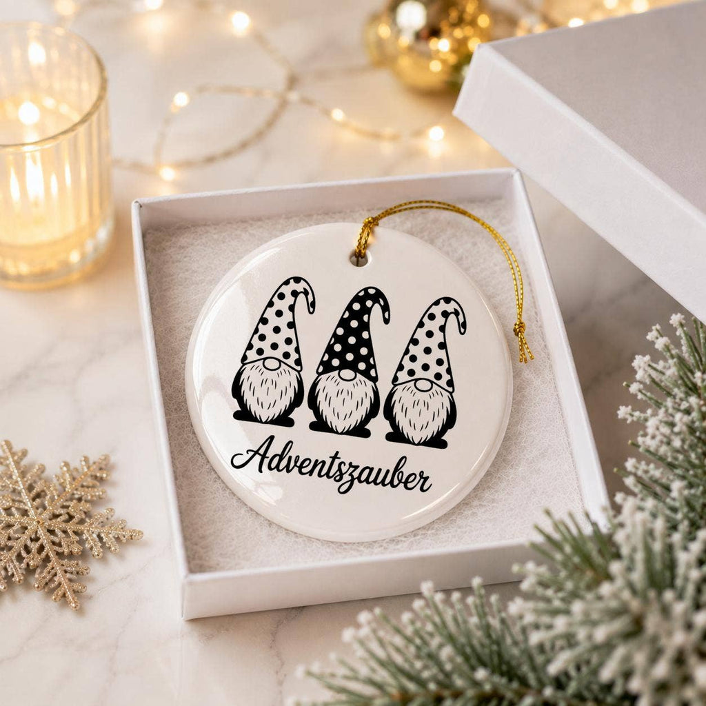 Whimsical Gnome Polka-Dot Ceramic Ornament for Holiday Decor
