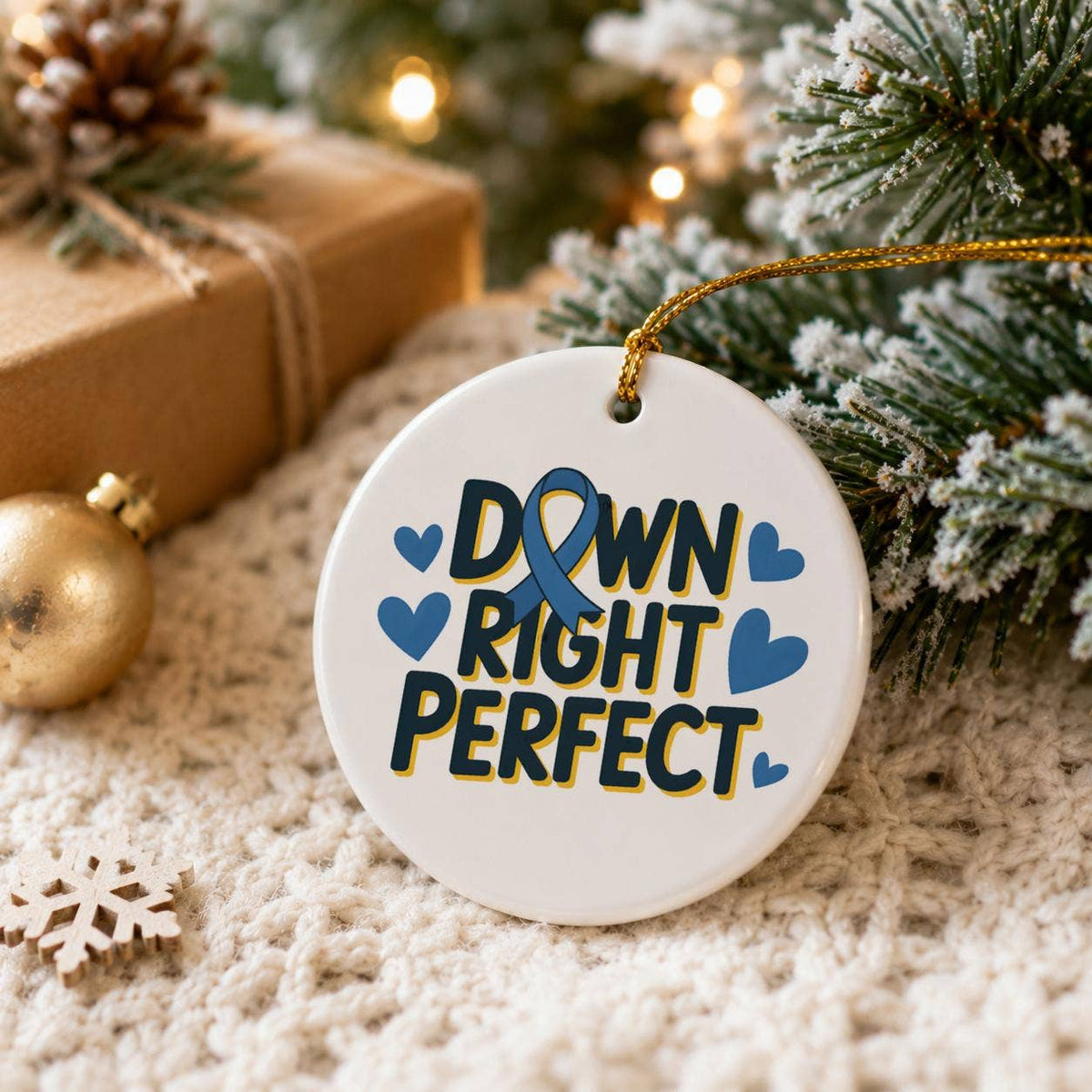 Down Syndrome Support Heart Ornament - Ceramic Keepsake Gift
