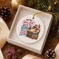 Cozy Tub Soaking Chicken Ceramic Ornament for Holiday Humor
