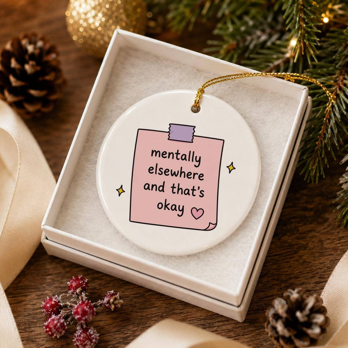 Mindful Pastel Ceramic Ornament for Unique Holiday Gift