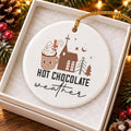 Cozy Hot Chocolate Ceramic Ornament with Christmas Motifs