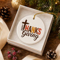 Thanksgiving Ceramic Cross Ornament - Autumn Colors Gift Box