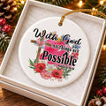 Faith Floral Cross Ceramic Ornament with Gift Box