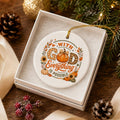 Inspirational Fall Plaid Ceramic Ornament - Faith & Pumpkins