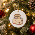 Humorous Toaster & Toast Ceramic Christmas Tree Ornament