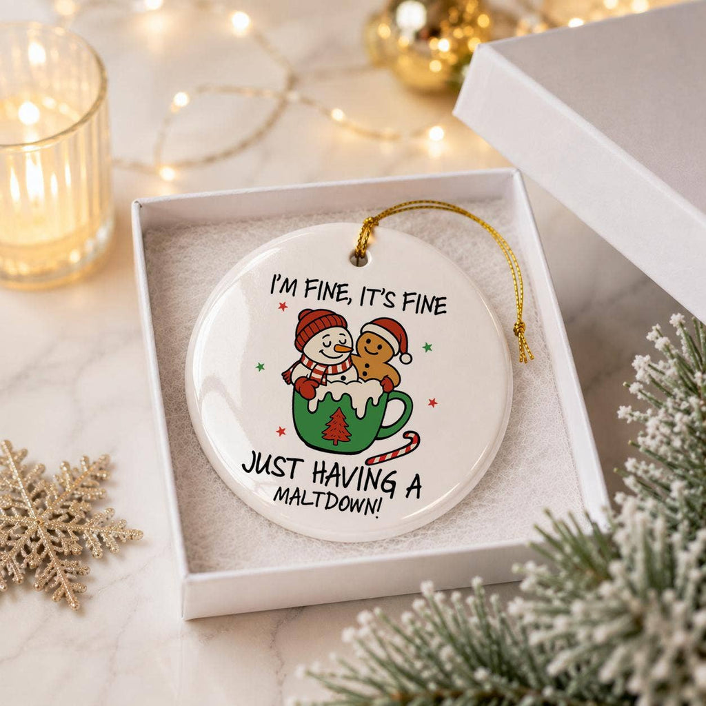 Funny Snowman Gingerbread Ceramic Christmas Ornament