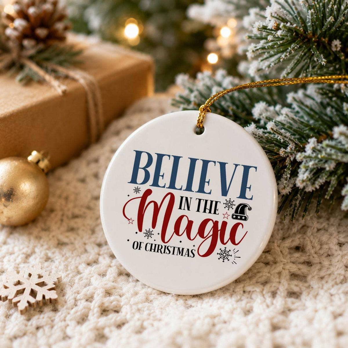 Believe in Magic Snowflake Christmas Ceramic Ornament Gift