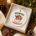 Western Cowboy Santa Ceramic Christmas Ornament Gift Boxed