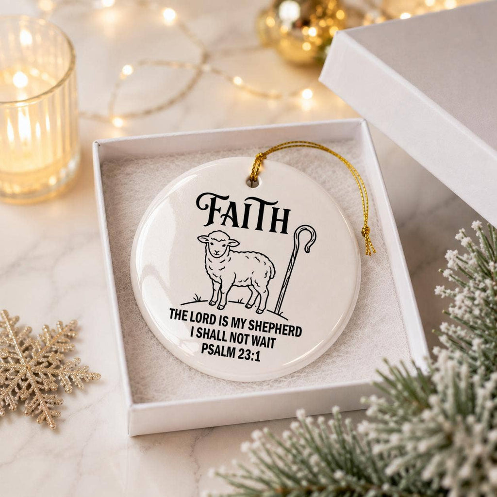 Faithful Shepherd Psalm 23 Ceramic Christmas Ornament Gift