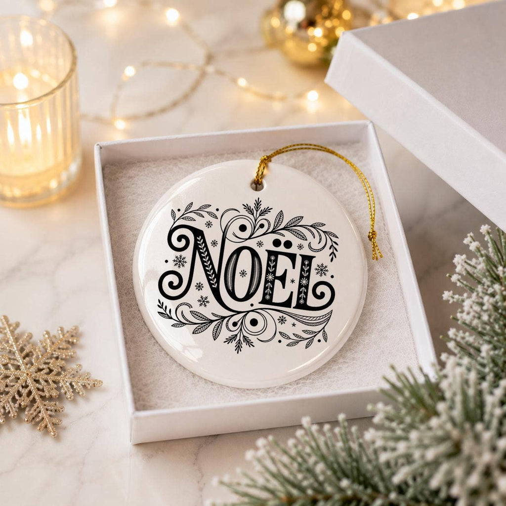 Noel Ceramic Ornament With Gift Box