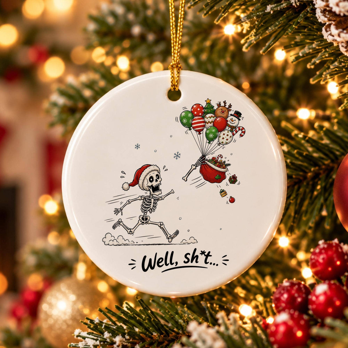 Humorous Skeleton Christmas Ceramic Ornament Gift Box