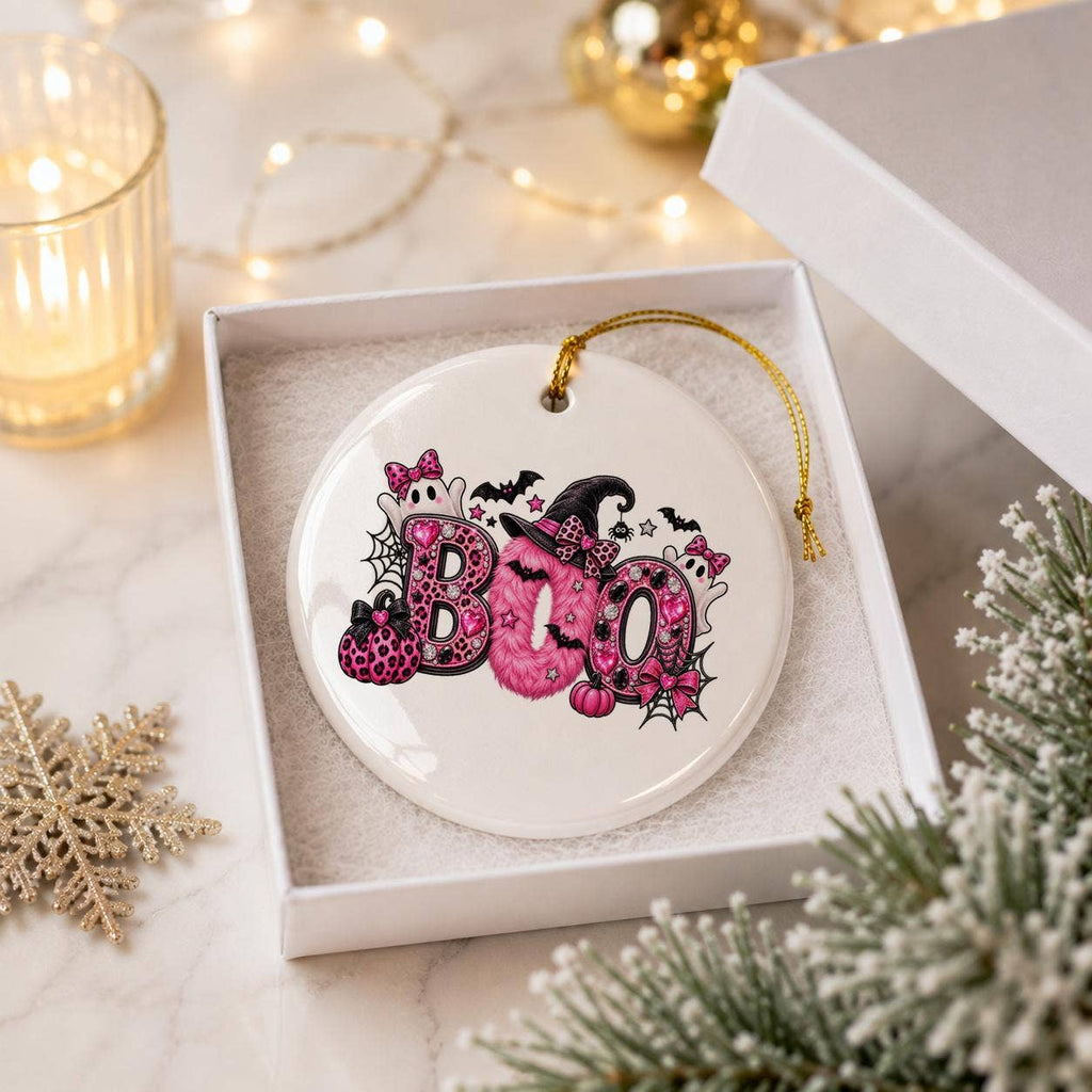 Halloween 'Boo' Witch Hat & Ghost Ceramic Ornament Décor