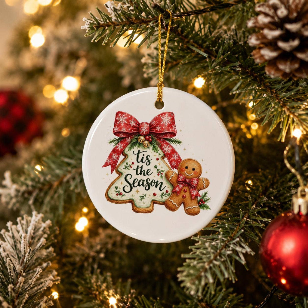 Tis the Season Gingerbread Ceramic Ornament