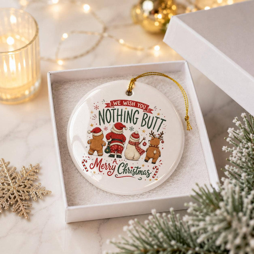 Festive Ceramic Ornament: Santa, Reindeer, Snowmen Humor