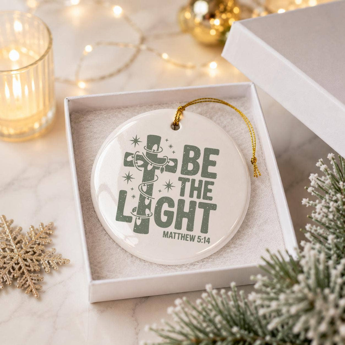 Be The Light Matthew 5:14 Ceramic Christmas Ornament