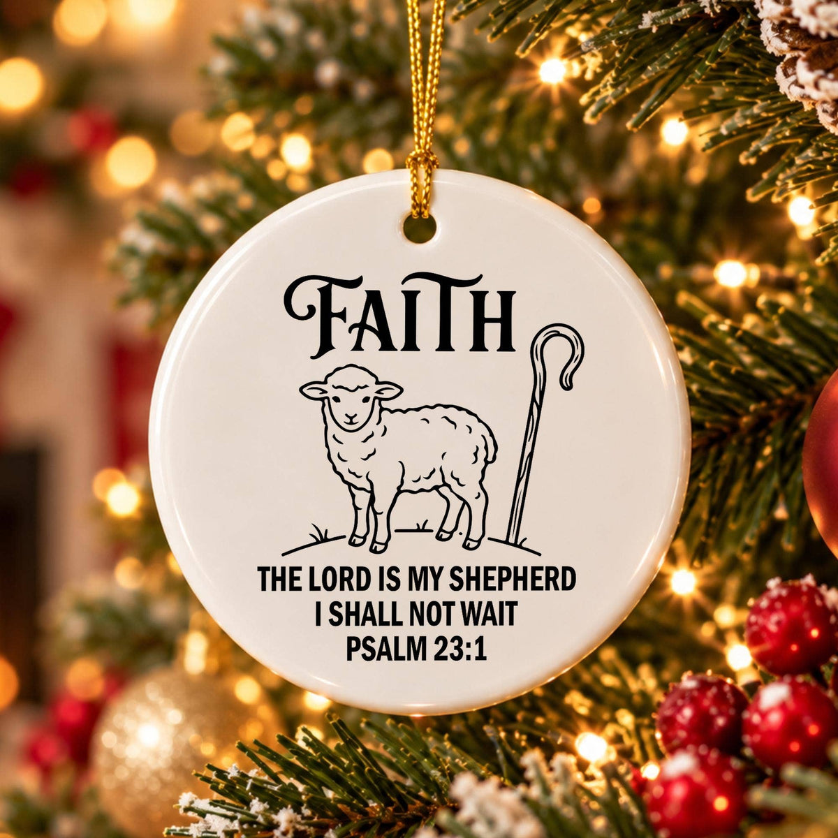 Faithful Shepherd Psalm 23 Ceramic Christmas Ornament Gift