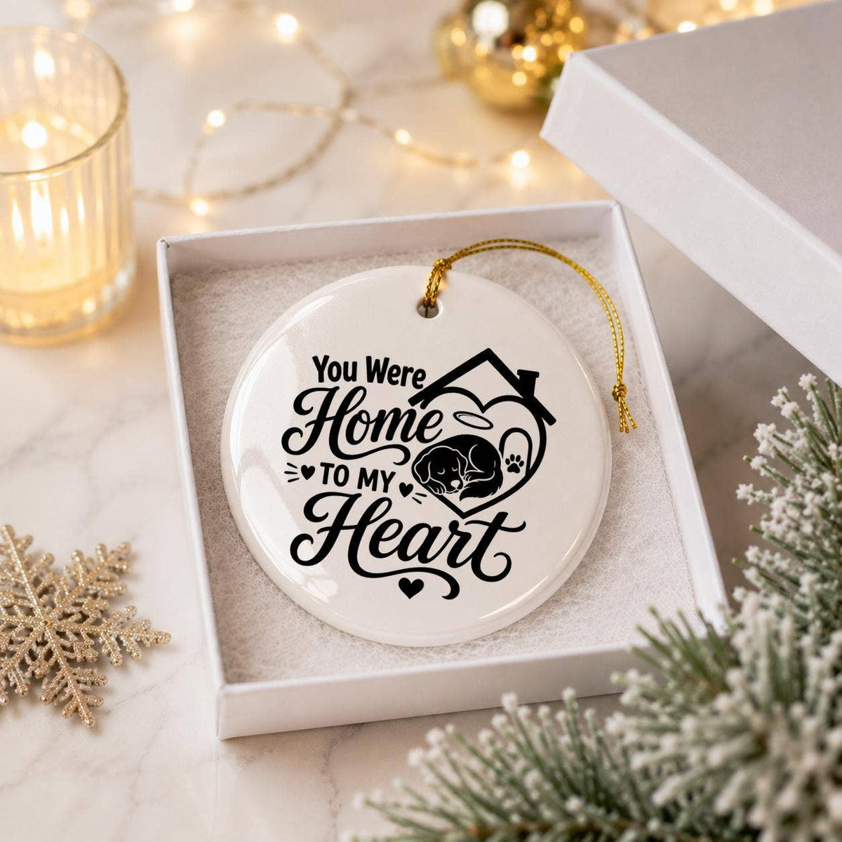 Heartfelt Ceramic Pet Memorial Ornament with House Motif
