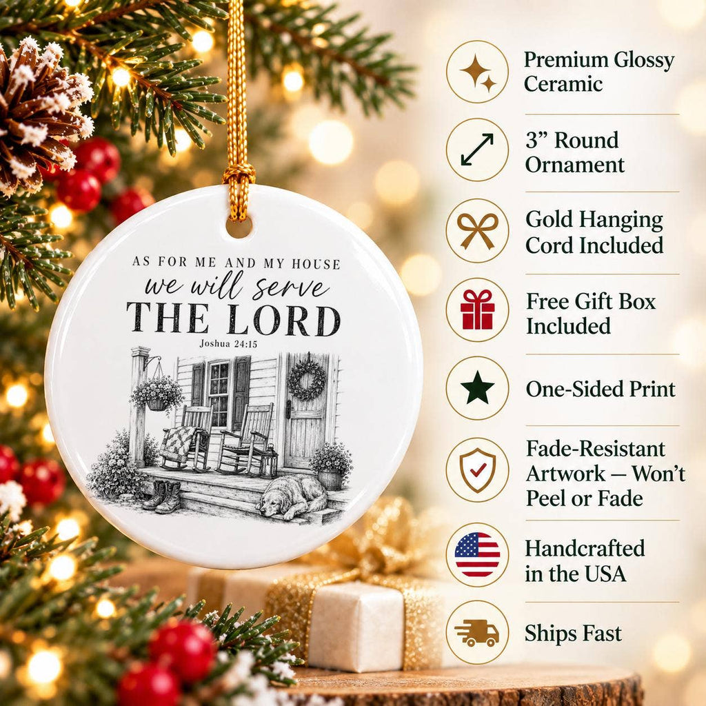 Ceramic Ornament with Joshua 24:15 Inspirational Quote
