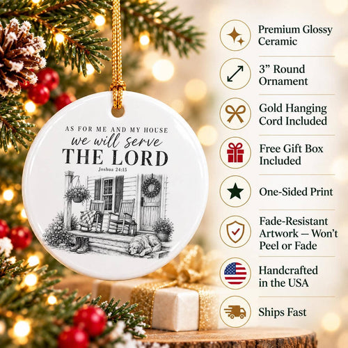 Ceramic Ornament with Joshua 24:15 Inspirational Quote