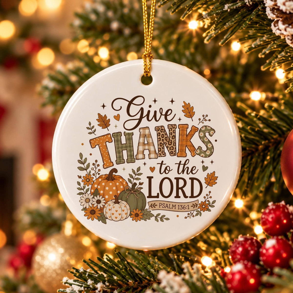 Fall Harvest Thanksgiving Ceramic Ornament Gift