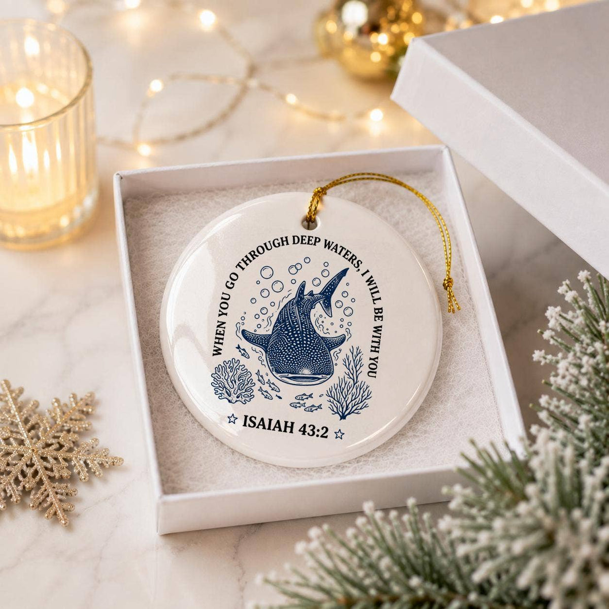 Inspirational Whale Ceramic Christmas Ornament Gift