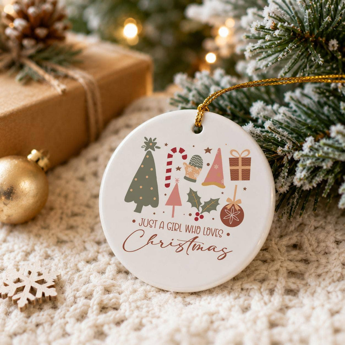 Girl Who Loves Christmas Ceramic Ornament Gift Box