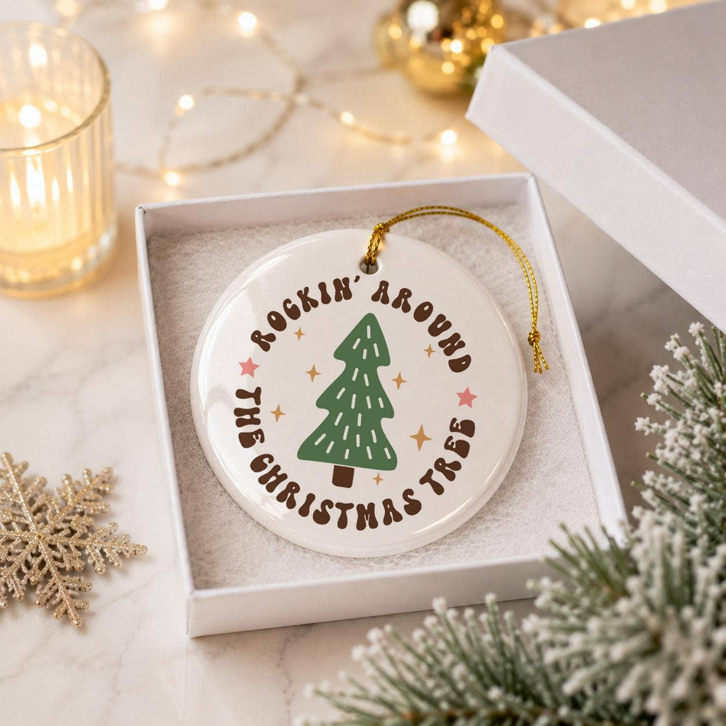 Rockin Christmas Tree Ceramic Ornament Gift Boxed