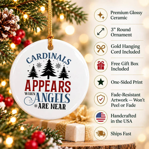 Cardinal Angels Christmas Ceramic Ornament Gift Box