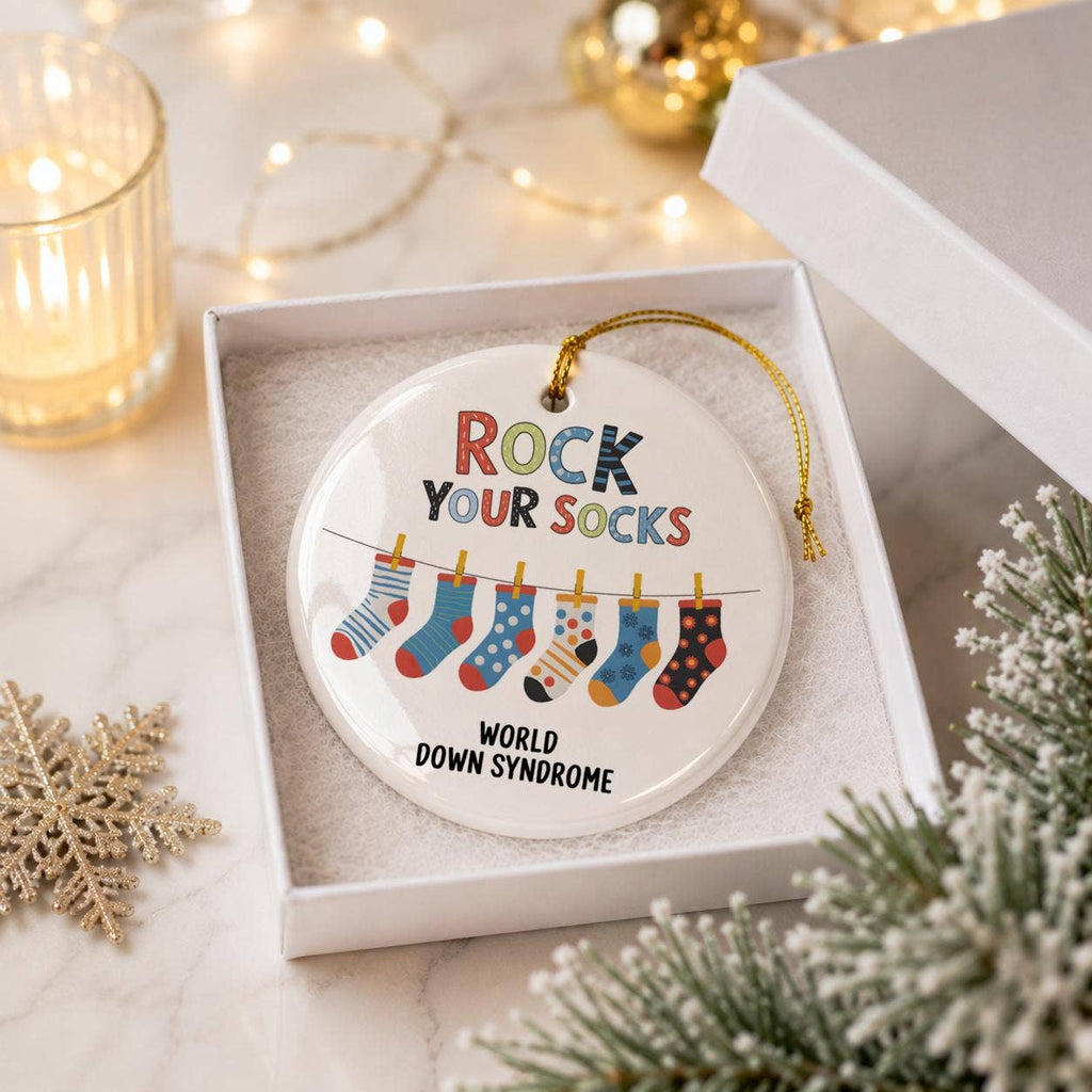 World Down Syndrome Day Colorful Ceramic Socks Ornament