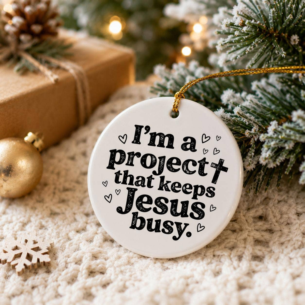Inspirational Christian Ceramic Christmas Ornament