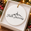 Faith Journey Mountain Cross Ceramic Ornament for Christmas