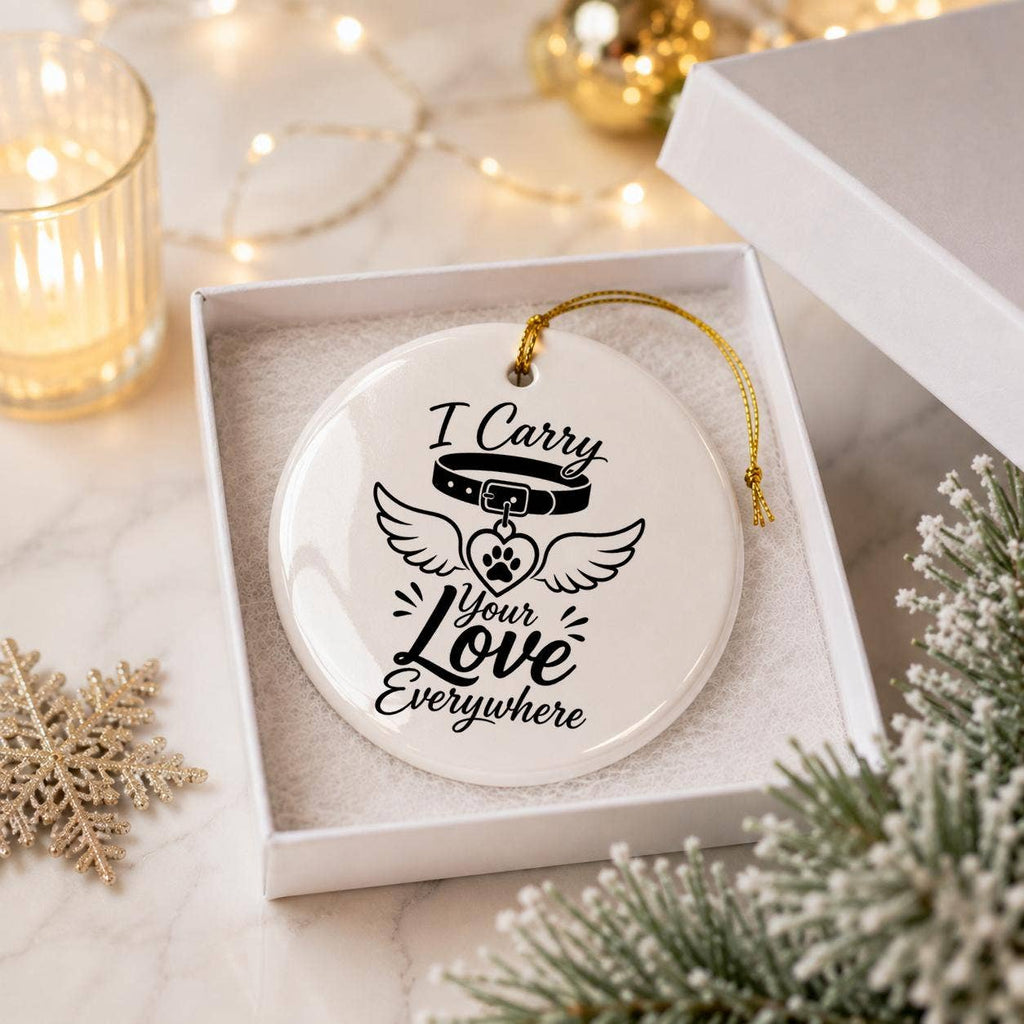 Pet Memorial Winged Heart Ceramic Ornament with Gift Box